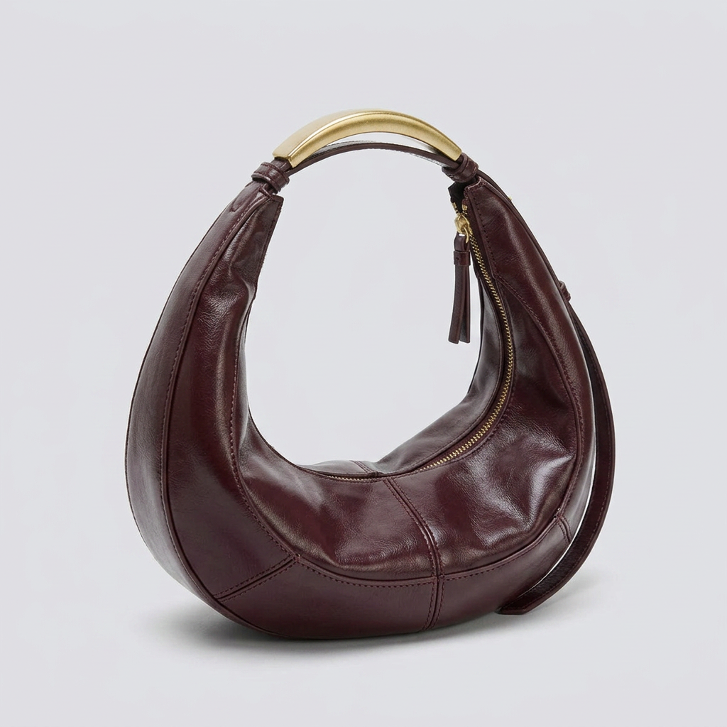 Lisa Crescent Bag - PU Leather & Nylon Shoulder Bag - Image 2