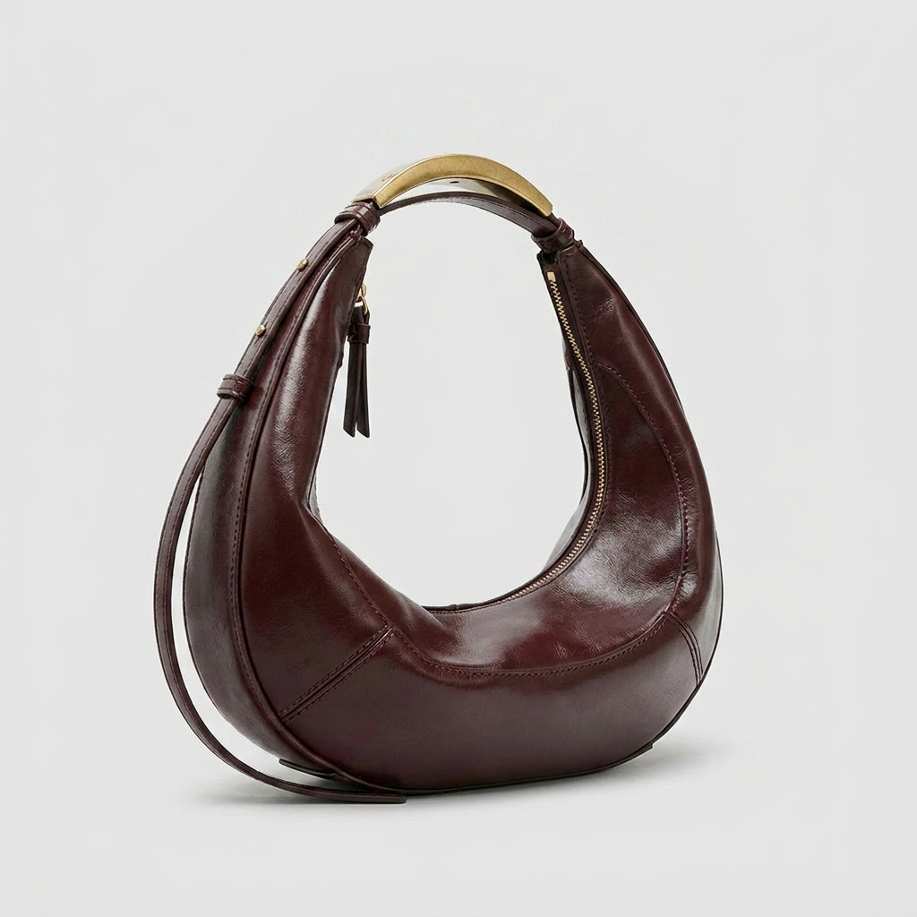 Lisa Crescent Bag - PU Leather & Nylon Shoulder Bag - Image 3